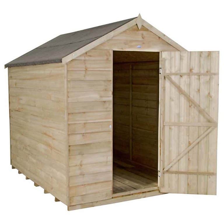 8x6ft pressure treated wooden apex shed with installation