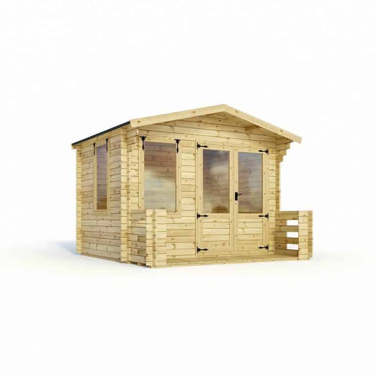 Mercia 3.3m x 3.4m Sherwood cabin featuring durable 19mm timber construction for outdoor storage and leisure.