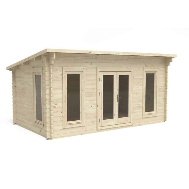 Forest Elmley 5.0m x 3.0m log cabin with double glazing and 24kg polyester felt installation included.