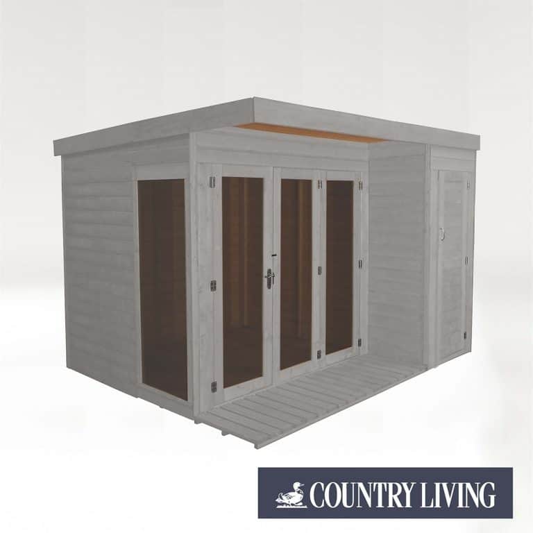 Country Living Overton 10x8 garden room summerhouse with side shed