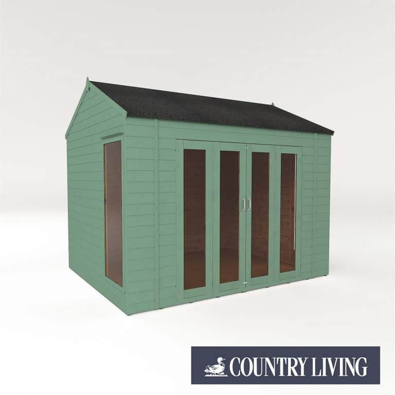 Country Living Hawksworth 10x8 Summerhouse in Aurora Green with installation