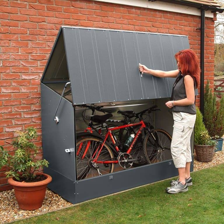 6'4 x 2'9 Trimetals Ramped Metal Bike Shed in Anthracite