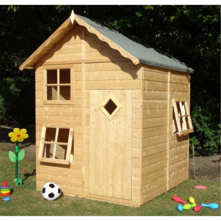 5 x 6 wooden playhouse for kids with colorful design and safe outdoor play features.