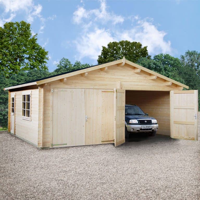 Palmako Roger 5.7m x 5.1m log cabin garage with double doors