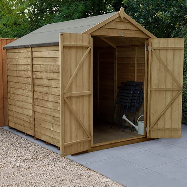 8' x 6' pressure-treated wooden shed with double doors