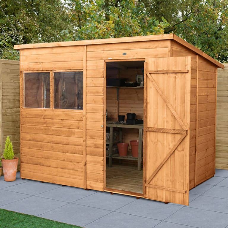 8' x 6' forest shiplap dip treated pent wooden shed with double doors and sturdy construction