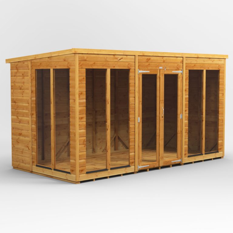 Modern Oren 12'x6' shiplap summer house perfect for poolside relaxation and outdoor entertaining.