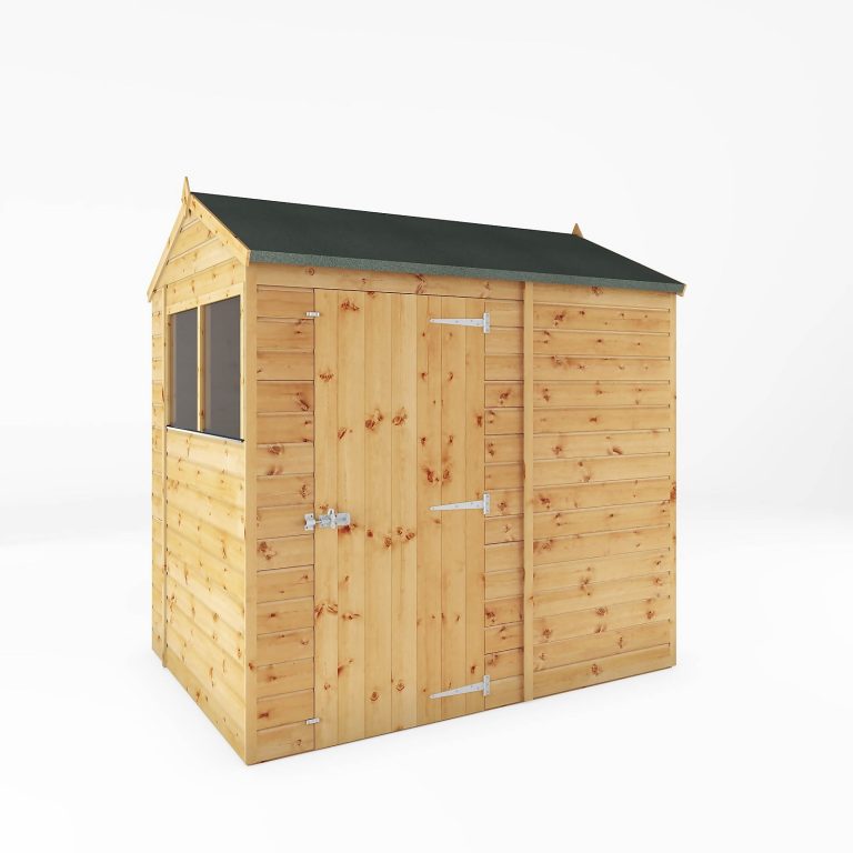 Mercia 7ft x 5ft Premium Shiplap Reverse Apex Shed with robust design for durable outdoor storage.