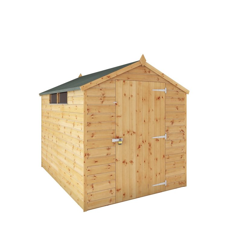 Mercia 8ft x 6ft Premium Shiplap Apex Shed with security features and professional installation included.