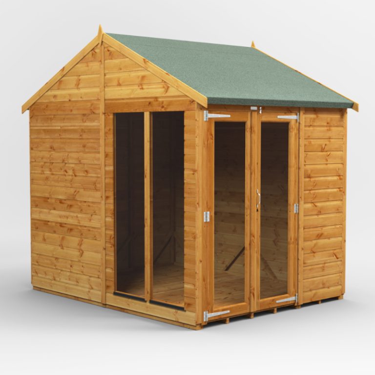 Oren 6' x 8' Shiplap Alcester Summer House featuring a stylish design and durable construction for outdoor relaxation.