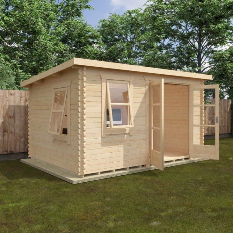 Redlands 4.2m x 3m Medinah Log Cabin with wooden exterior and spacious design