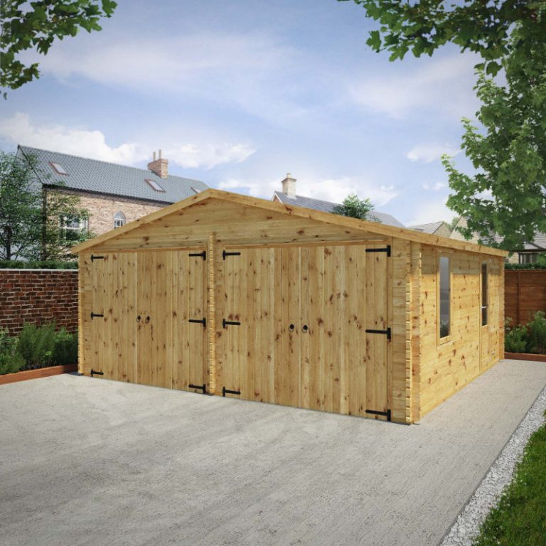 Adley 6m x 5.7m Apex Double Garage with modern design and spacious interior for vehicle and storage solutions.