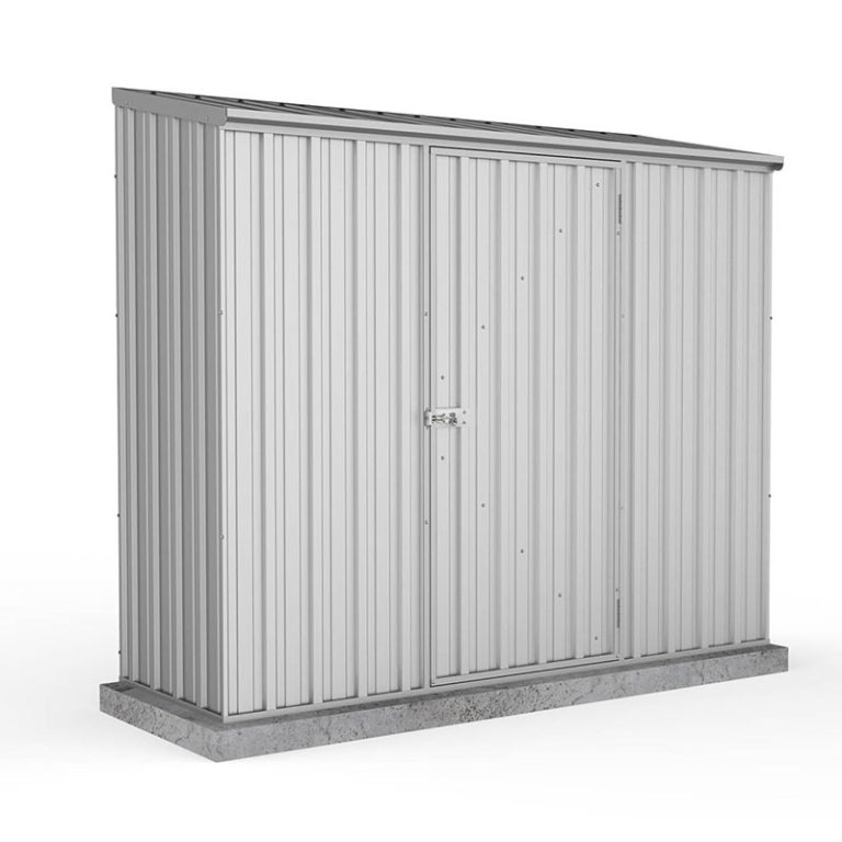 7'5 x 3' Absco Space Saver Pent Metal Shed in Zinc for efficient outdoor storage solutions.