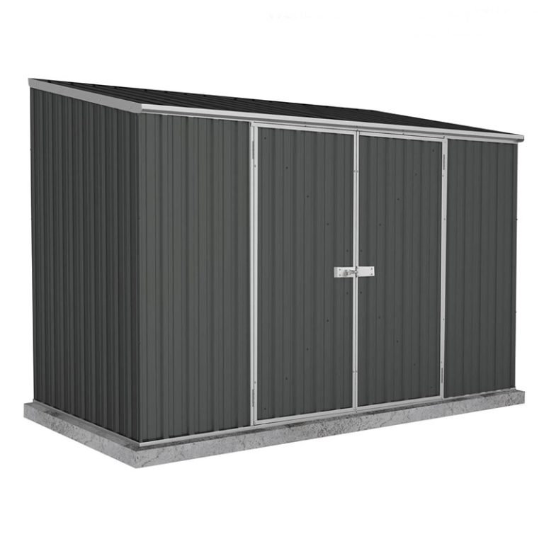 10' x 5' Absco dark grey metal shed with double doors for efficient outdoor storage solutions.