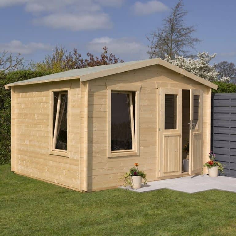 Rowlinson 3.4m x 3.0m Garden Retreat Log Cabin with wooden design