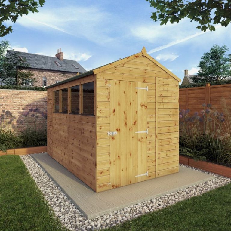 Adley 10' x 6' Premium Shiplap Modular Apex Shed with stylish design and durable construction for outdoor storage.