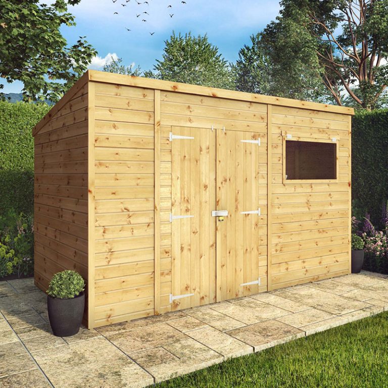 12'x6' Mercia Shiplap Pent Shed with a sloped roof