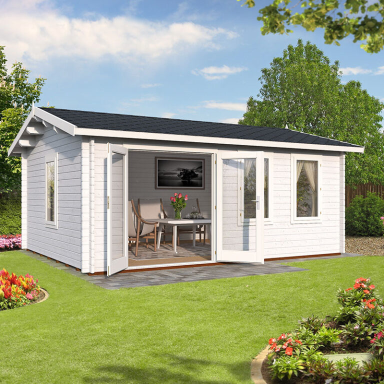 Palmako Iris 5.3m x 4.1m log cabin garden building with large windows and wooden design