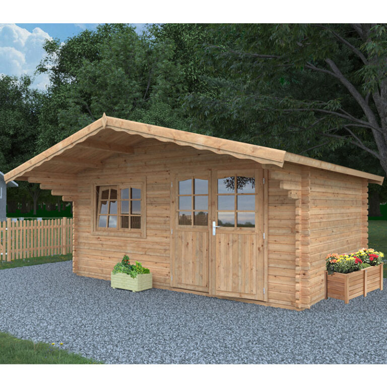 Palmako Sally 4.8m x 3.9m log cabin summerhouse with wooden construction