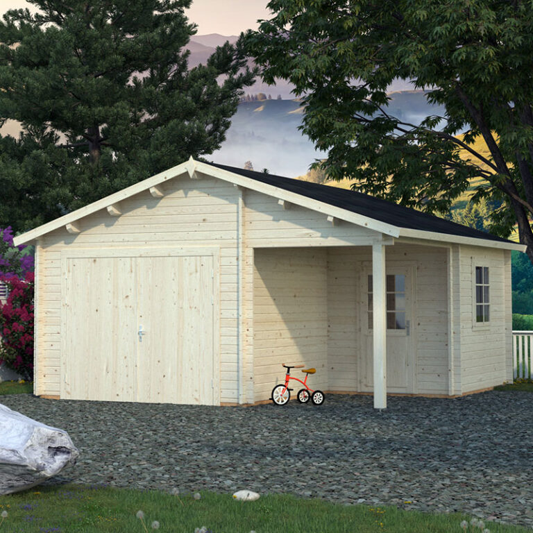 Palmako Roger 5.1m x 5.5m log cabin garage with double doors