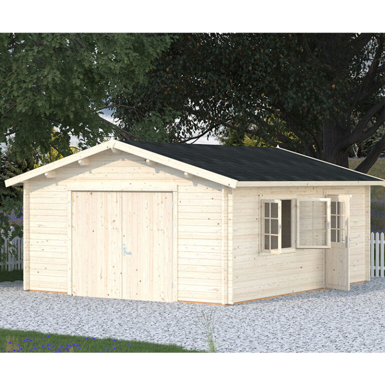 Palmako Roger 4.5m x 5.5m log cabin garage with double doors