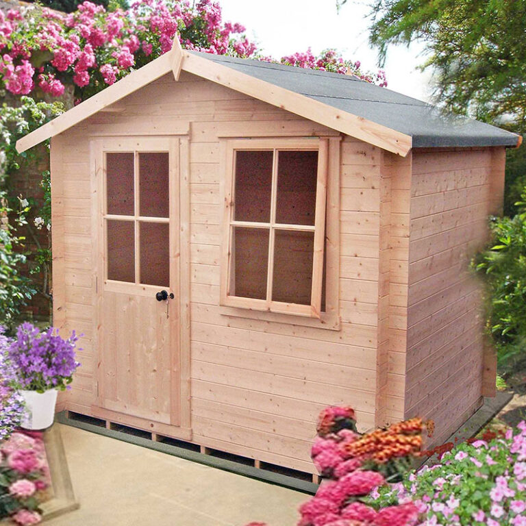 Shire Avesbury 2.5m x 1.8m log cabin summerhouse with wooden structure and large windows