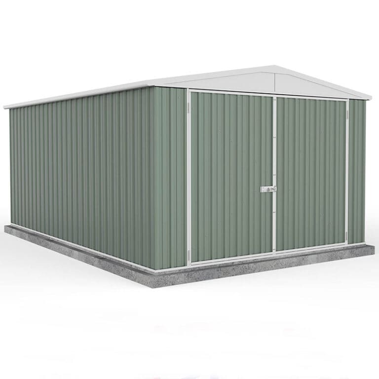 10'x15' Absco metal garage shed in pale eucalyptus