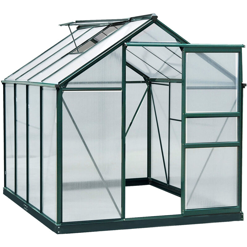 Outsunny 6x8ft Walk-In Polycarbonate Greenhouse Plant Grow Galvanized ...