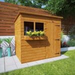 7' x 4' Tiger Shiplap Pent Shed in Burnt Orange Finish