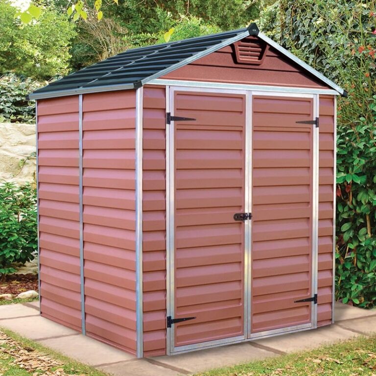 6' x 5' Palram Canopia Amber Skylight Plastic Shed with a modern design and durable construction for outdoor storage.