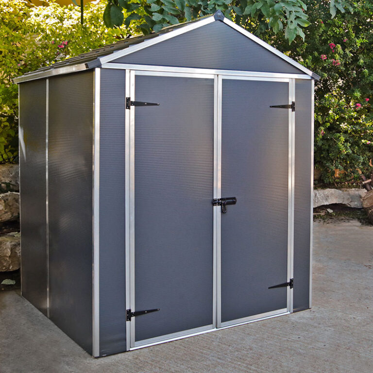 6'x5' Palram Canopia Rubicon dark grey plastic shed with double doors