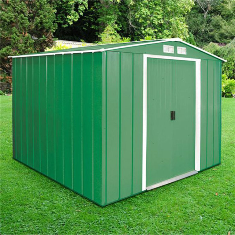 8' x 8' Sapphire Apex Green Metal Shed with durable construction