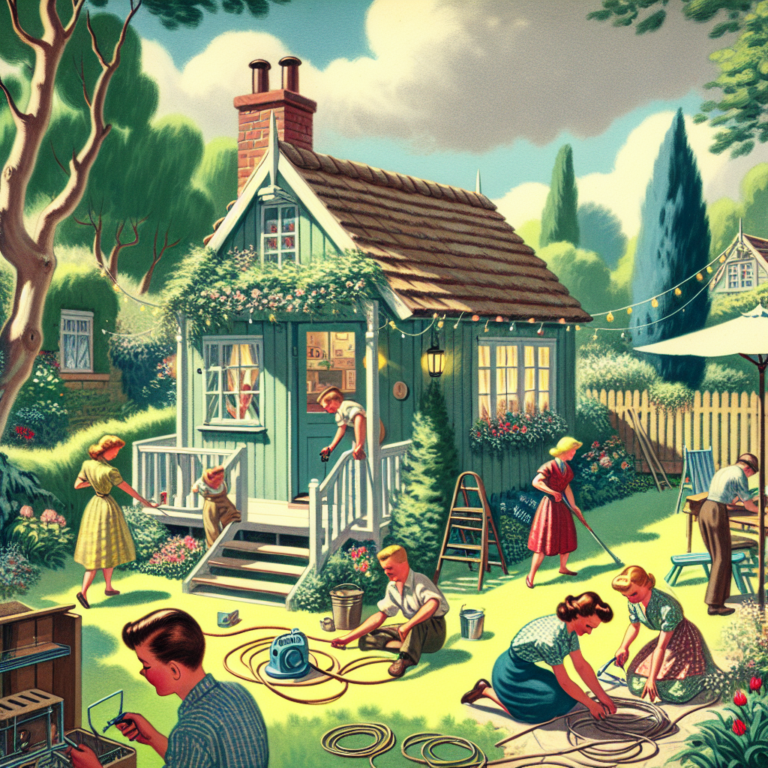 Professional installing utilities in a summer house