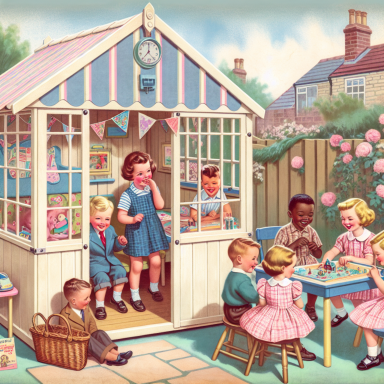 Child reviewing safety regulations poster for UK standard garden playhouses