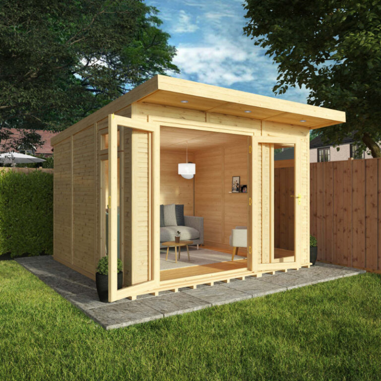 Adley 3m x 3m Insulated Garden Room with double doors and modern design.