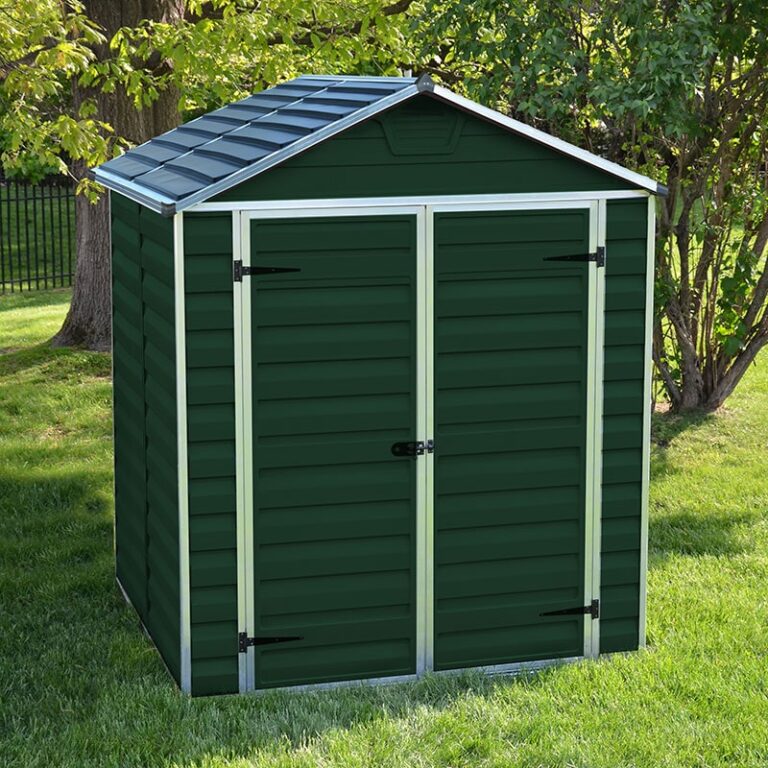 Stunning 6' x 5' Palram Canopia Dark Green Skylight Plastic Shed with double doors.