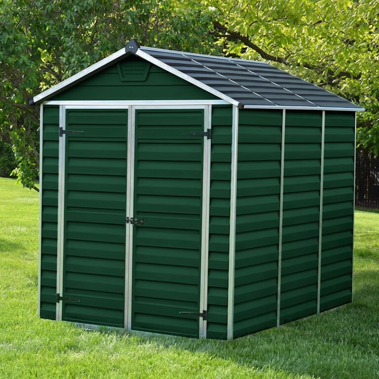 6' x 8' Palram Canopia Dark Green Skylight Plastic Shed with unique skylight design