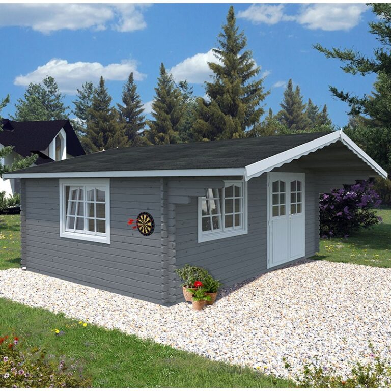 Palmako Sally 5.3m x 4.1m Log Cabin with stylish half-glazed doors