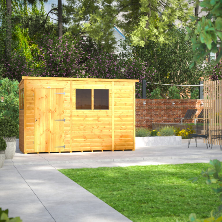 Oren 10' x 4' Shiplap Modular Custom Pent Shed with customisable features.