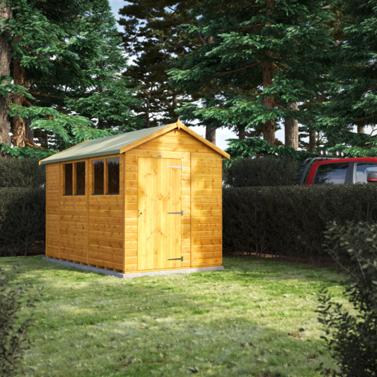 Oren 10' x 6' Shiplap Modular Custom Apex Shed view from the garden