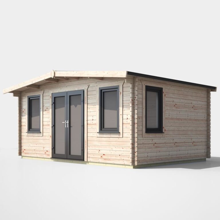 Oren 12' x 16' Marquess Log Cabin with stylish design and functional features.