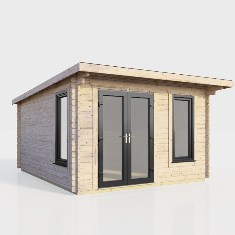 Stylish Oren 12' x 12' Countess Log Cabin with double doors