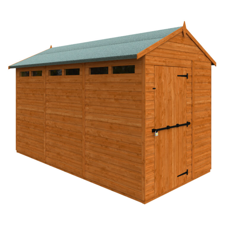 Redlands 6' x 12' Shiplap Shed with Apex Roof and Security Windows