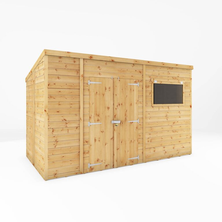 Mercia 12ft x 8ft Premium Shiplap Pent Shed with double doors and windows.