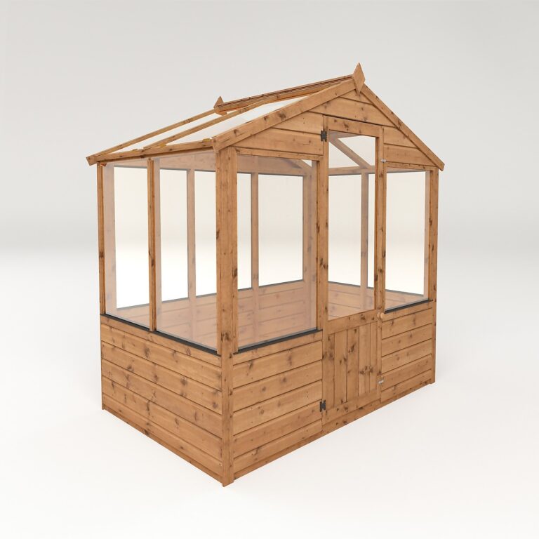 Mercia Wooden Greenhouse 4x6ft showcasing its stylish shiplap tongue & groove construction.