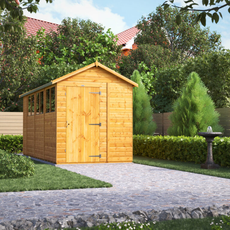 Oren 14' x 6' Shiplap Modular Custom Apex Shed with toughened glass windows.