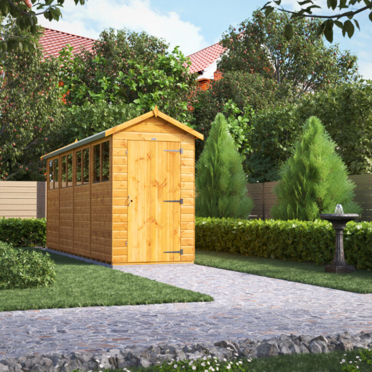 Oren 16' x 4' Shiplap Modular Custom Apex Shed with toughened glass windows.
