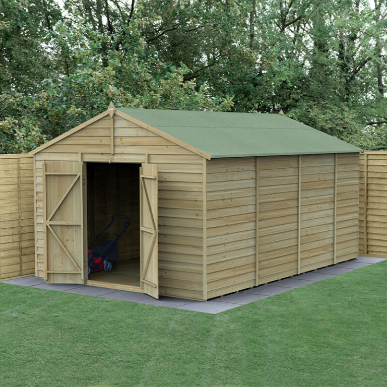 15' x 10' Forest 4Life Overlap Pressure Treated Wooden Shed with double doors.