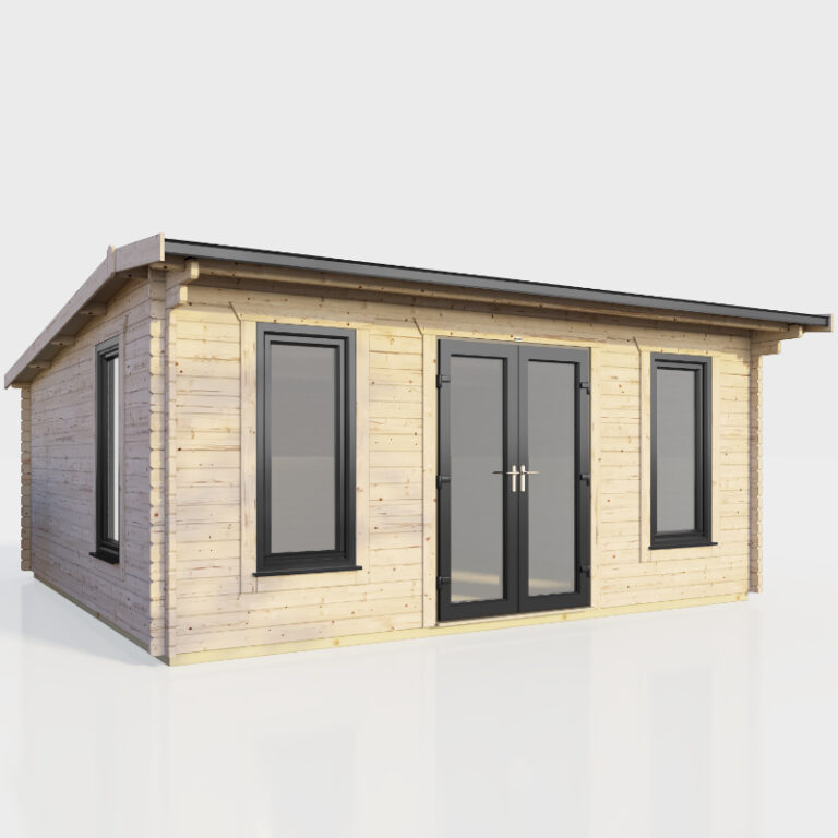 Oren 18' x 14' Duchess Log Cabin with modern anthracite doors and durable structure