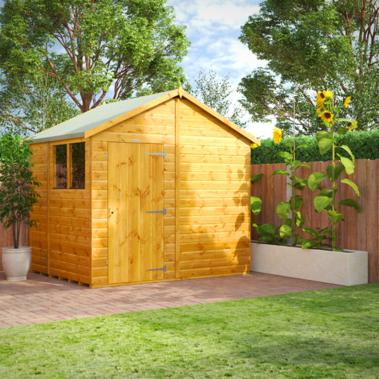 Oren 6' x 8' Shiplap Modular Custom Apex Shed with toughened glass windows and stylish apex roof.